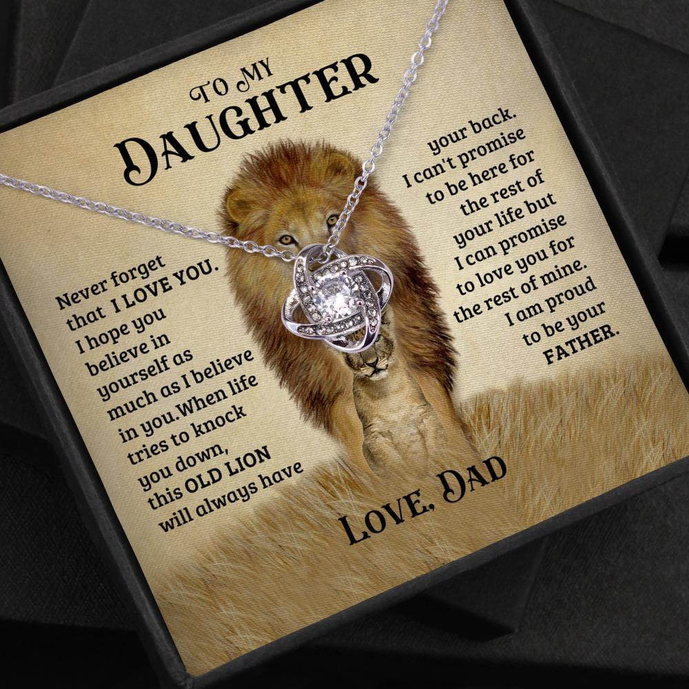 Elegant Dad Gift For Daughter Old Lion Will Always Have Your Back Love Knot Necklace