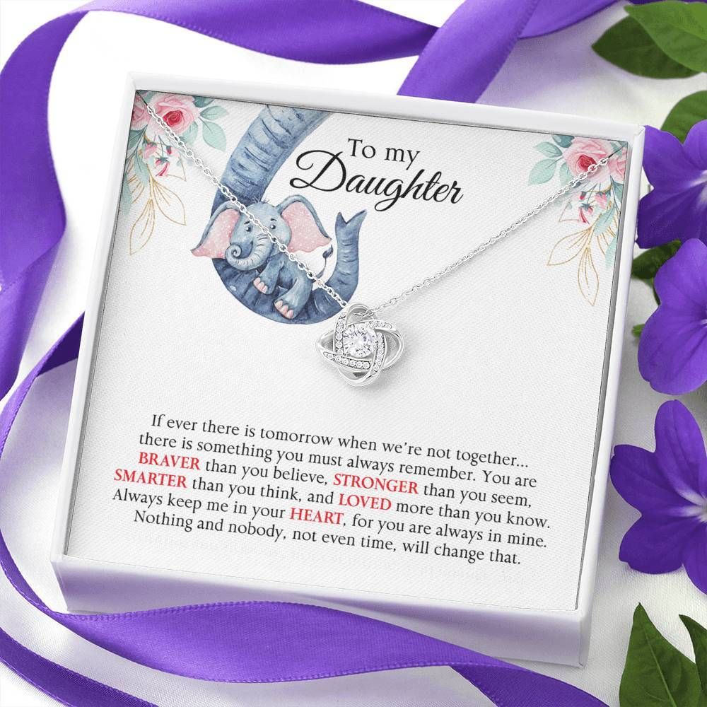 Elephant Always Remember Love Knot Necklace To Daughter FV05