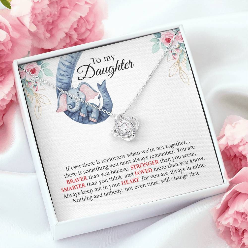 Elephant Always Remember Love Knot Necklace To Daughter FV05