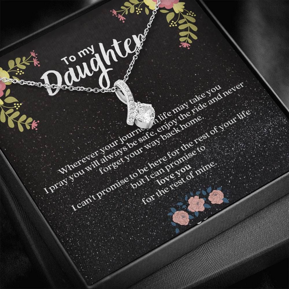 Enjoy The Ride Black Background 14K White Gold Alluring Beauty Necklace Gift For Daughter