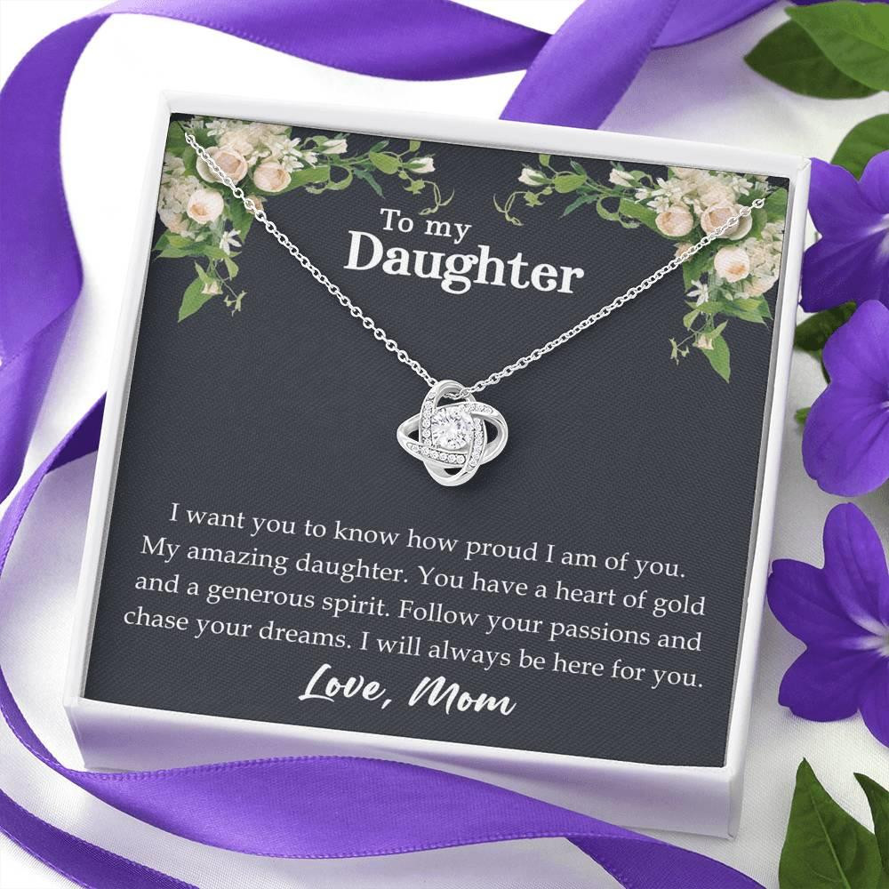 Enticing Gift For Daughter You Have A Heart Of Gold Love Knot Necklace