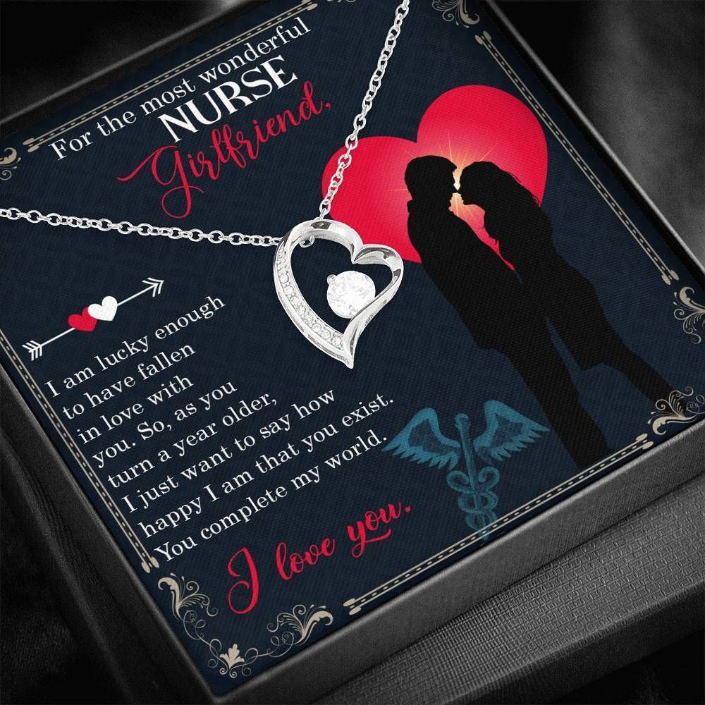 For The Most Wonderful Nurse Girlfriend You Complete My World Forever Love Necklace