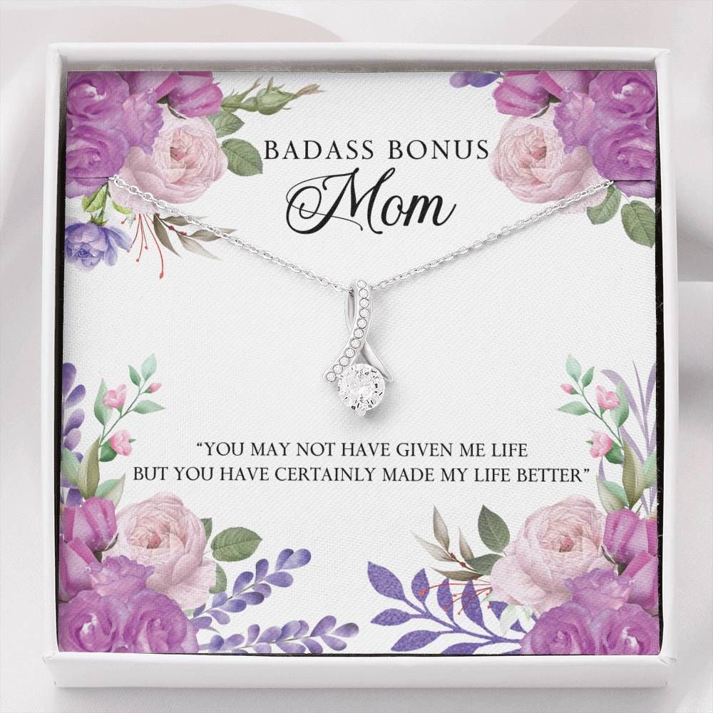 Gift For Badass Bonus Mom 14K White Gold Alluring Beauty Necklace You Made My Life Better