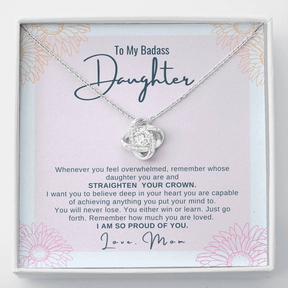 Gift For Badass Daughter Remember Whose Daughter You Are Love Knot Necklace