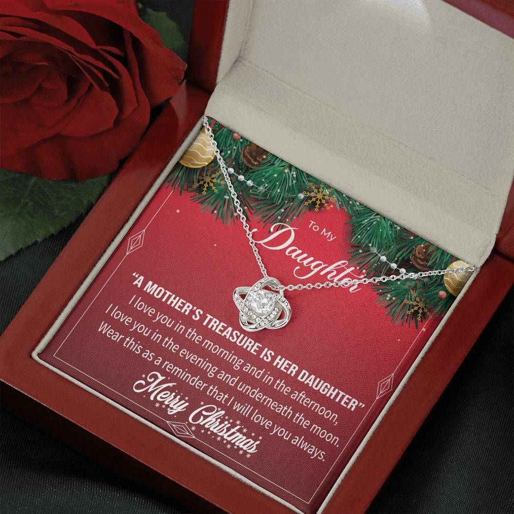 Gift For Daughter A Mother's Treasure Merry Christmas Love Knot Necklace