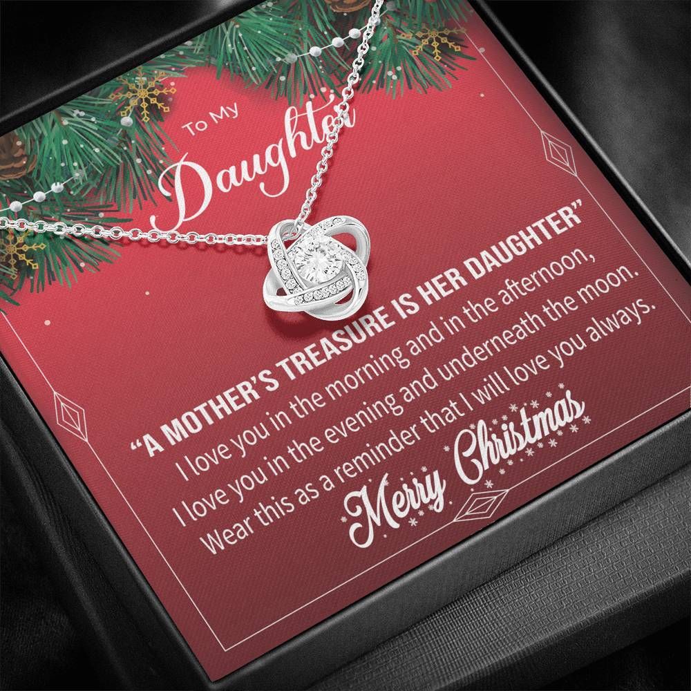 Gift For Daughter A Mother's Treasure Merry Christmas Love Knot Necklace