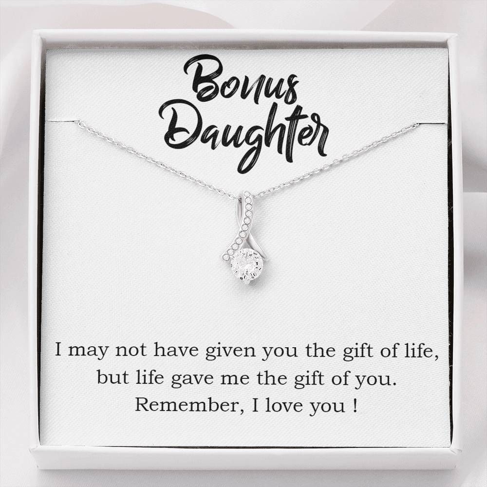 Gift For Daughter Bonus Daughter Life Gave Me The Gift Of You 14K White Gold Alluring Beauty Necklace