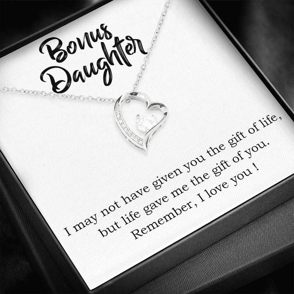 Gift For Daughter Bonus Daughter Life Gave Me The Gift Of You 14K White Gold Forever Love Necklace