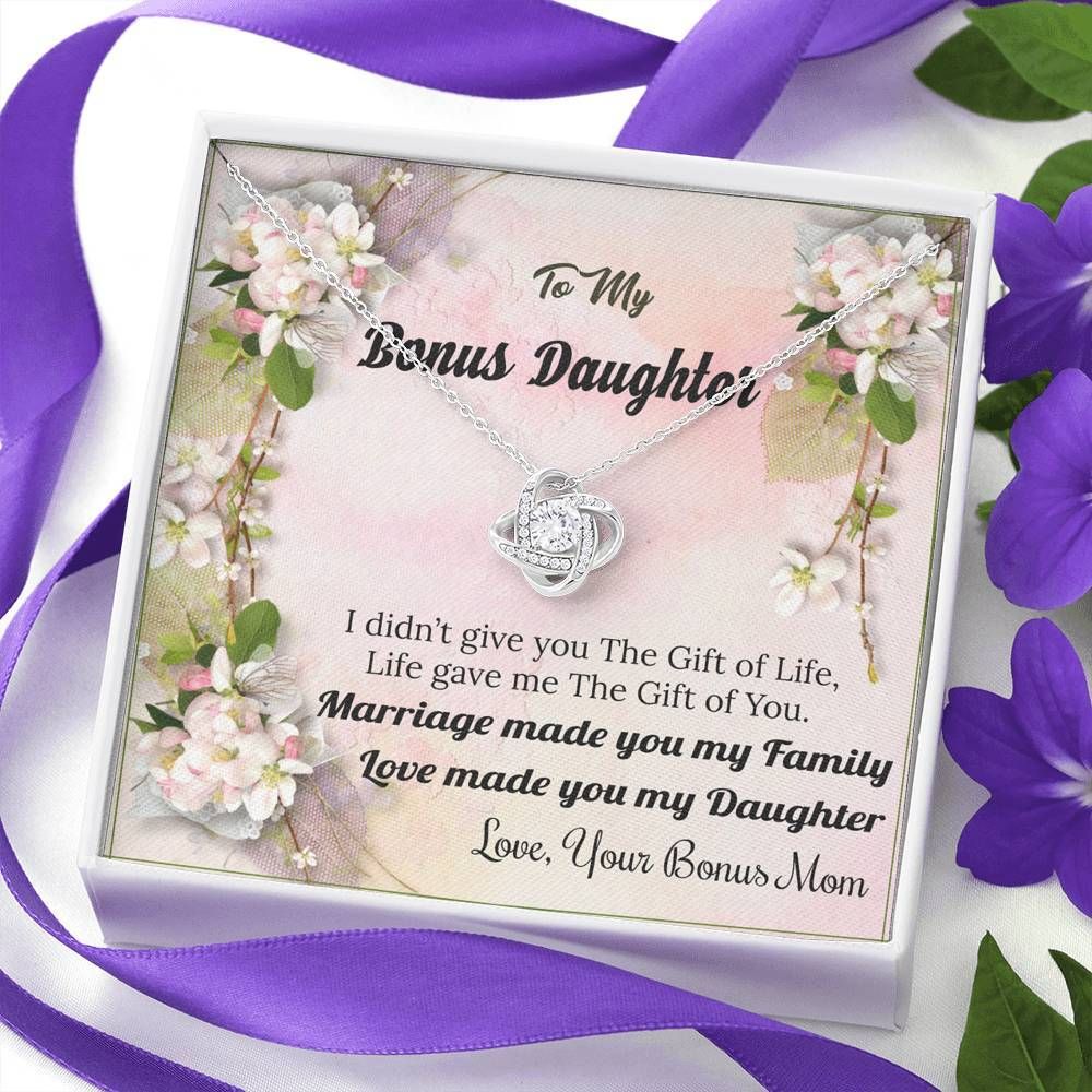 Gift For Daughter Bonus Daughter Love Made You My Daughter Love Knot Necklace