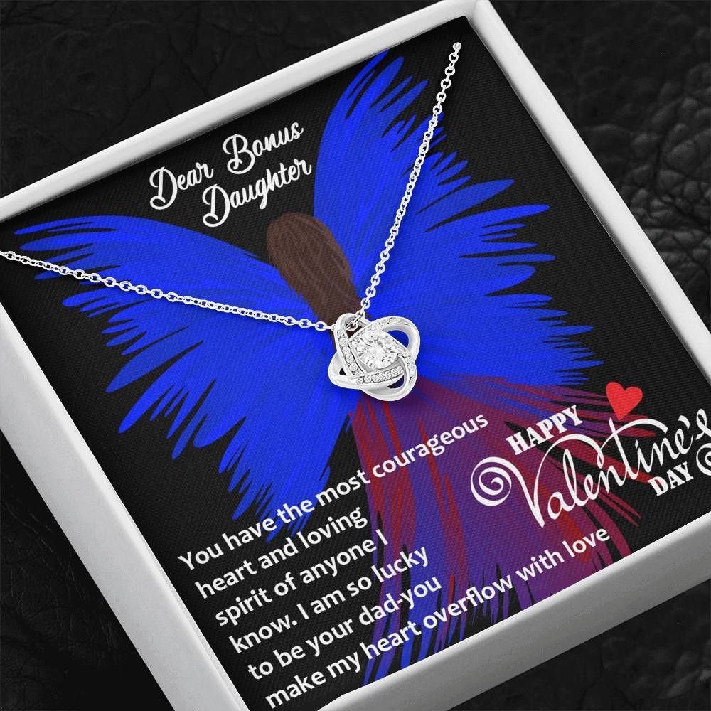 Gift For Daughter Bonus Daughter Valentines's Day I Am So Lucky To Be Your Dad Love Knot Necklace