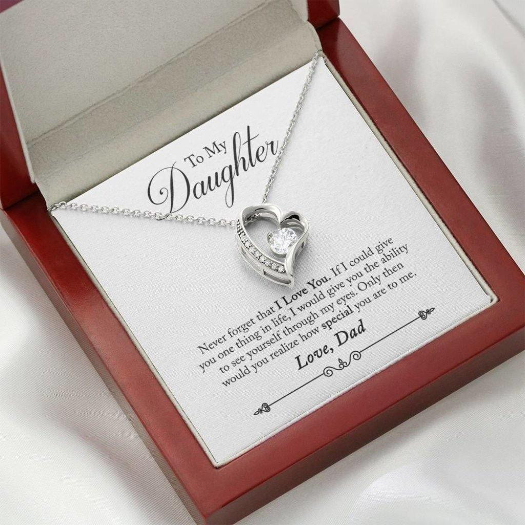 Gift For Daughter From Dad Forever Love Necklace Never Forget I Love You