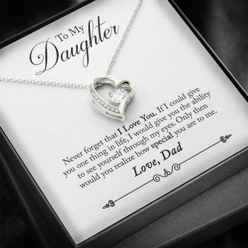 Gift For Daughter From Dad Forever Love Necklace Never Forget I Love You