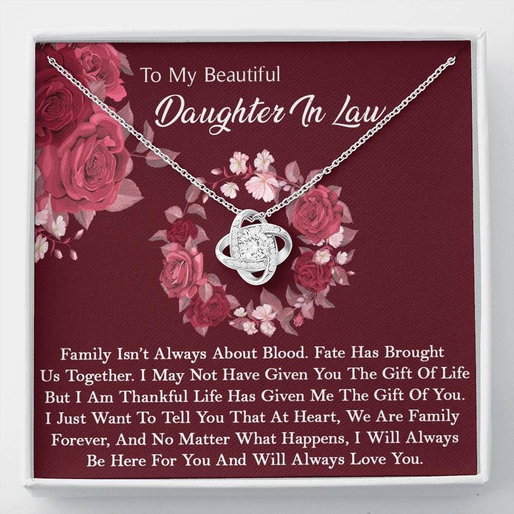 Gift For Daughter In Law We Are Family Forever Love Knot Necklace