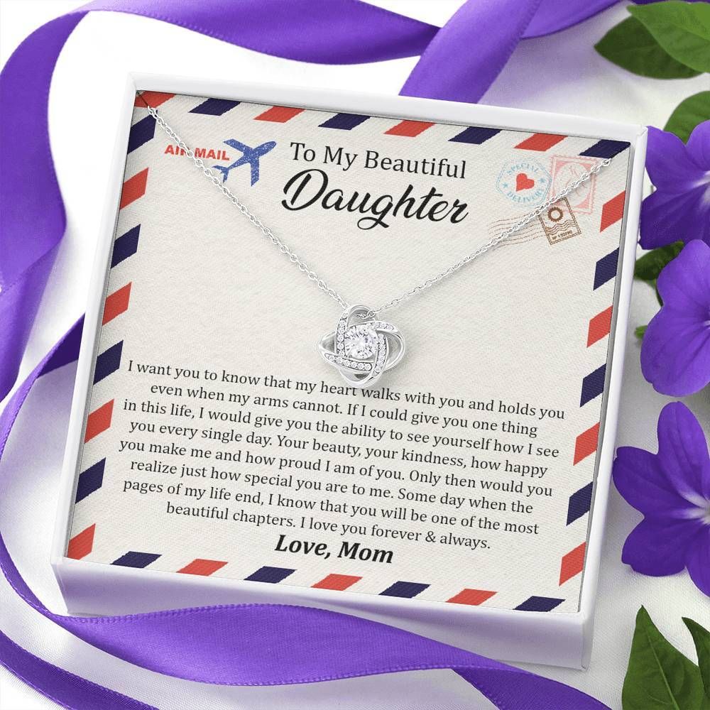 Gift For Daughter One Thing In Life Airmail Design Love Knot Necklace