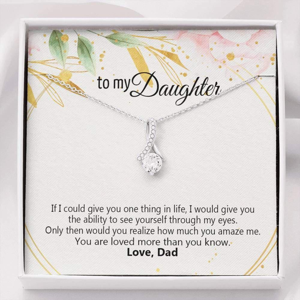 Gift For Daughter You Are Loved More Than You Know 14K White Gold Alluring Beauty Necklace