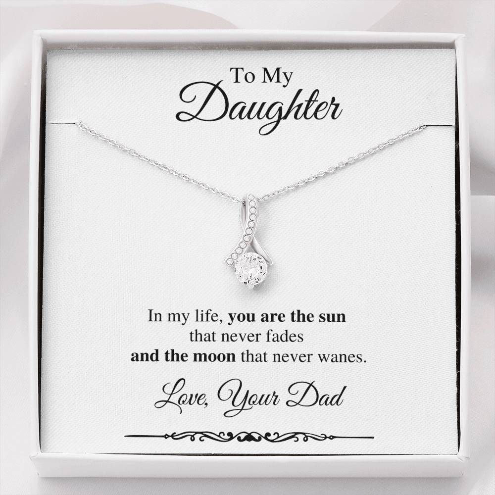Gift For Daughter You're The Sun That Never Fades 14K White Gold Alluring Beauty Necklace