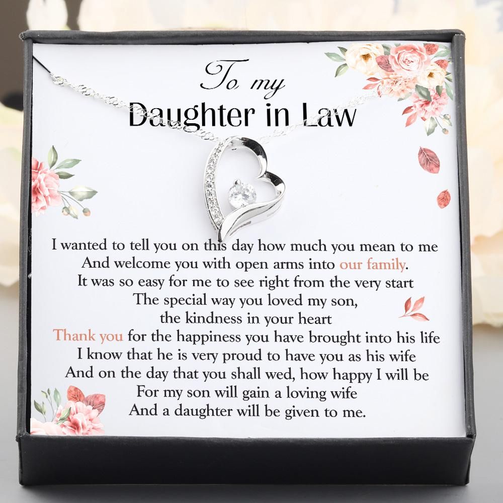 Gift For Daughter-In-Law Thank You For The Happiness Silver Forever Love Necklace