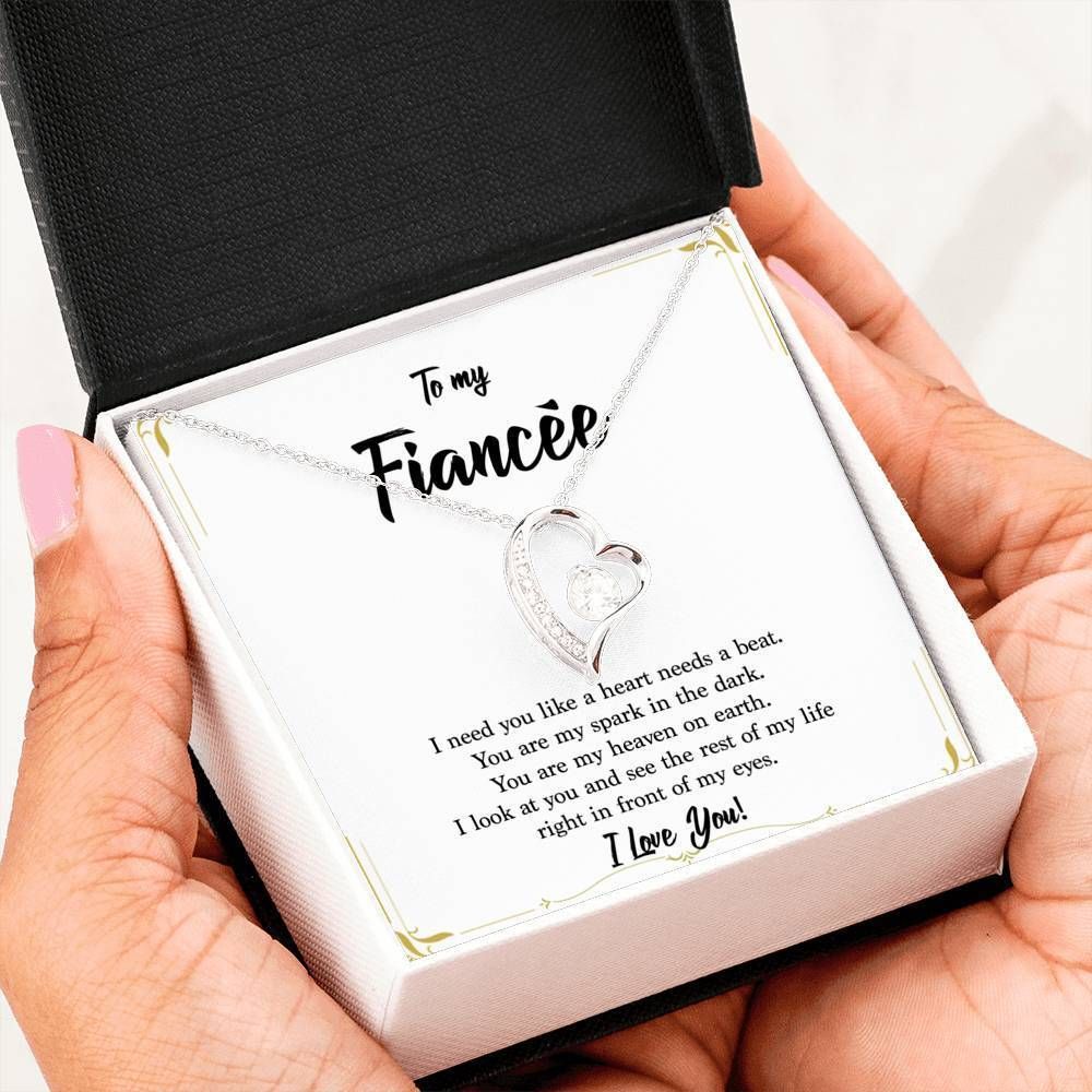 Gift For Fiancee You Are My Spark In The Dark 14K White Gold Forever Love Necklace