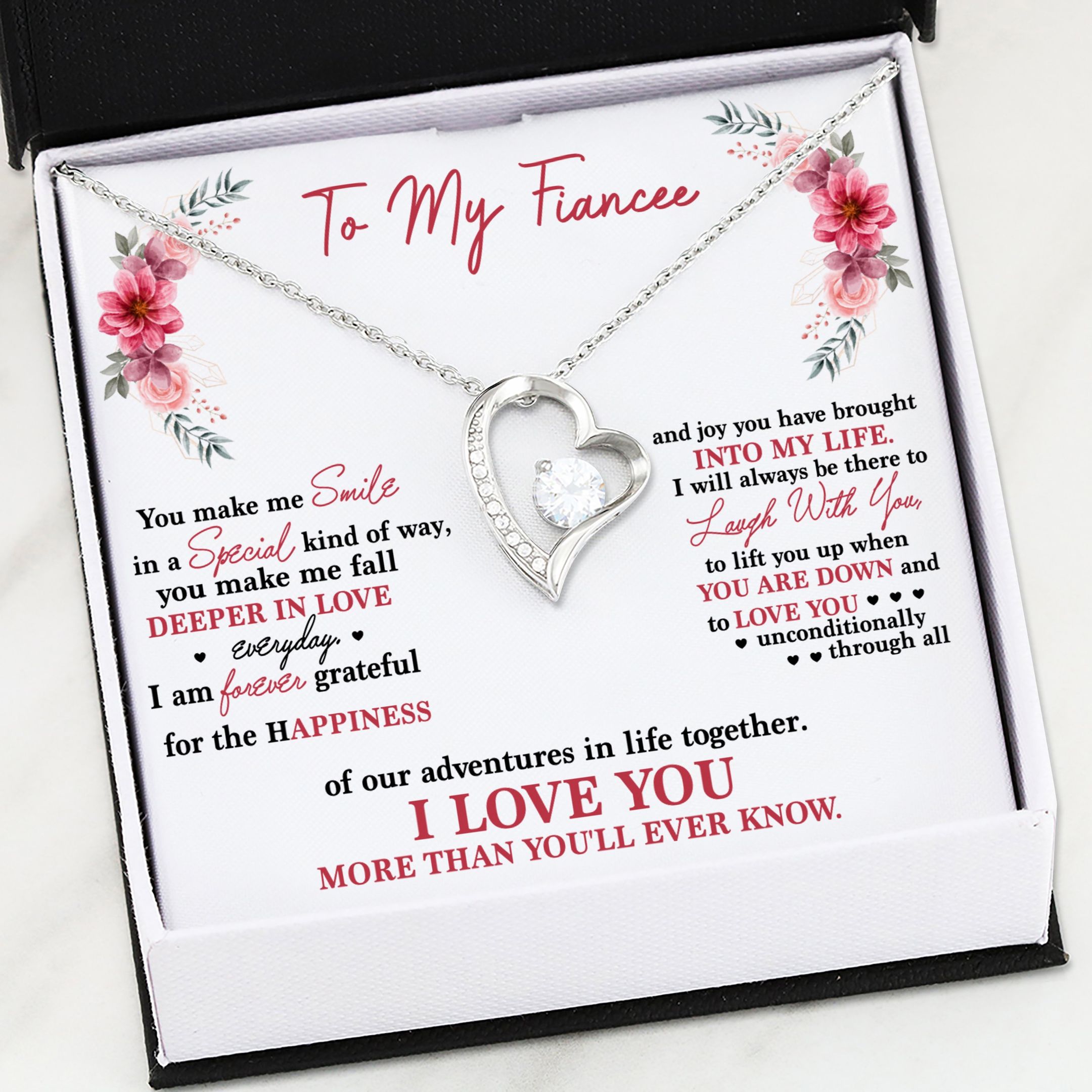 Gift For Fiancee You Make Me Smile In A Special Kind Of Way 14k White Gold Forever Love Necklace