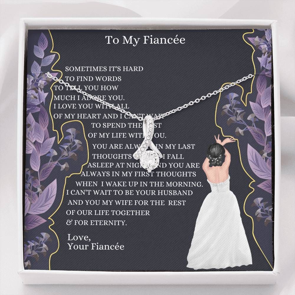 Gift For Fiancee You My Wife For The Rest Of Our Life Together 14K White Gold Alluring Beauty Necklace