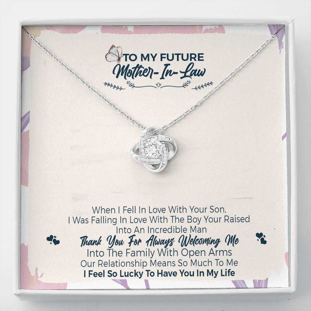 Gift For Future Mother In Law Thank You For Welcoming Me Love Knot Necklace