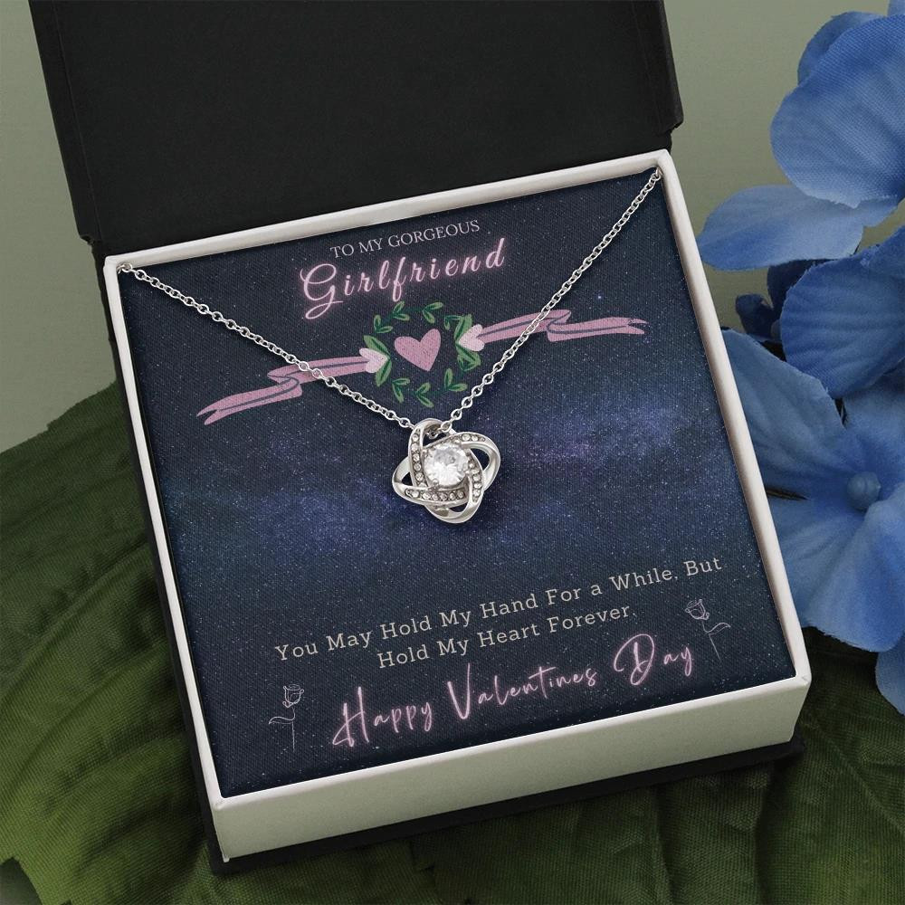 Gift For Girlfriend Happy Valentine's Day Love Knot Necklace Hold My Heart Forever