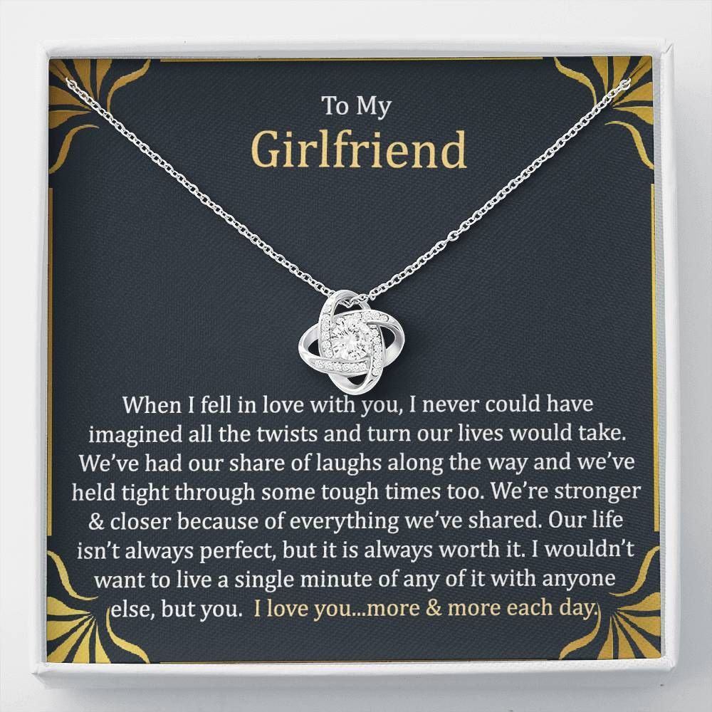 Gift For Girlfriend I Love You More And More Each Day Love Knot Necklace