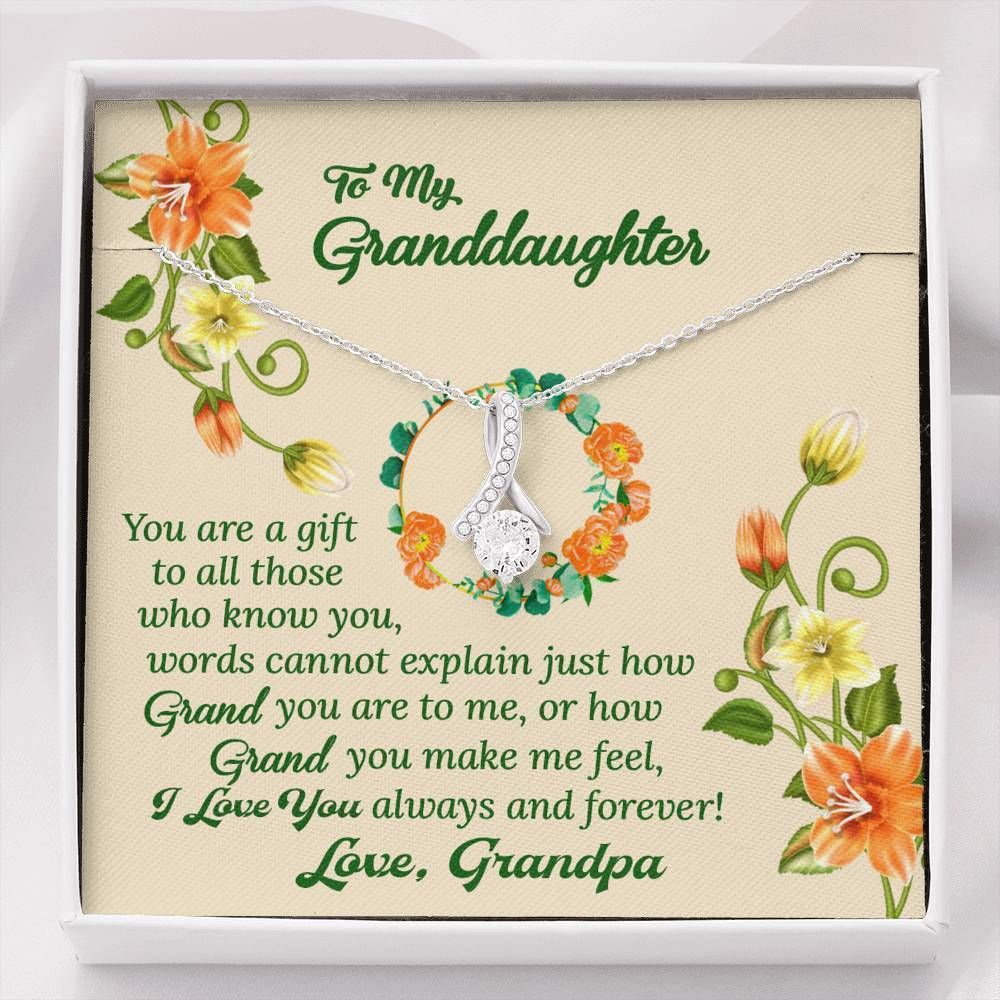 Gift For Granddaughter How Grand You Are To Me 14K White Gold Alluring Beauty Necklace