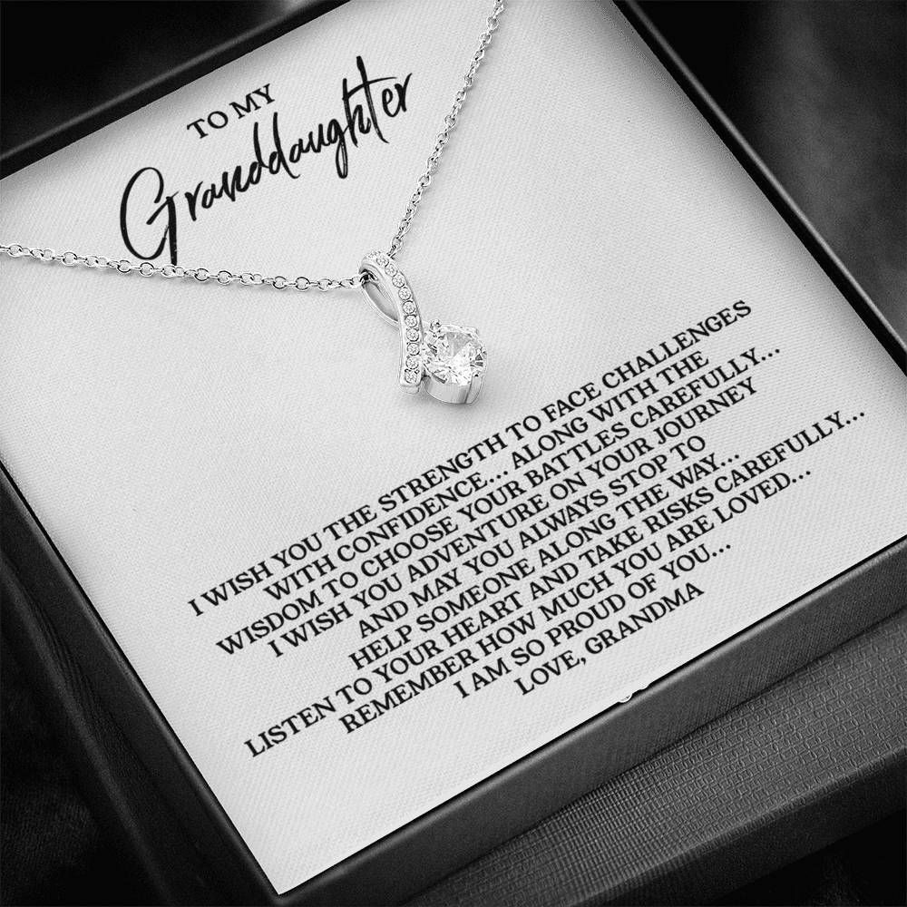 Gift For Granddaughter How Much You Are Loved 14K White Gold Alluring Beauty Necklace