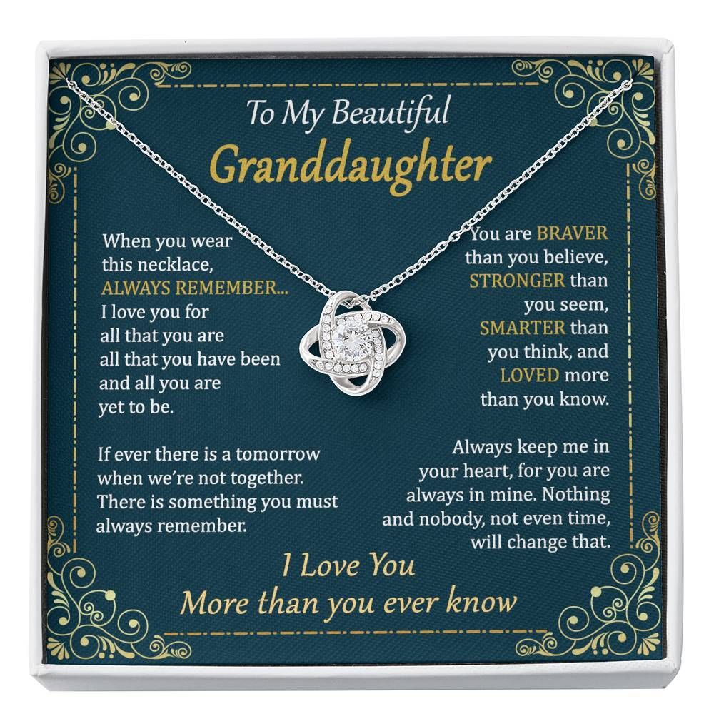 Gift For Granddaughter I Love You More Than You Ever Know Love Knot Necklace
