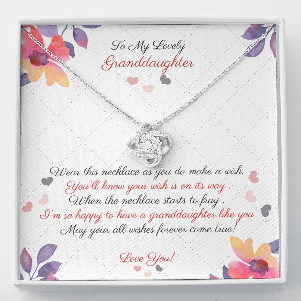 Gift For Granddaughter I'm So Happy To Have A Granddaughter Like You 14K White Gold Love Knot Necklace