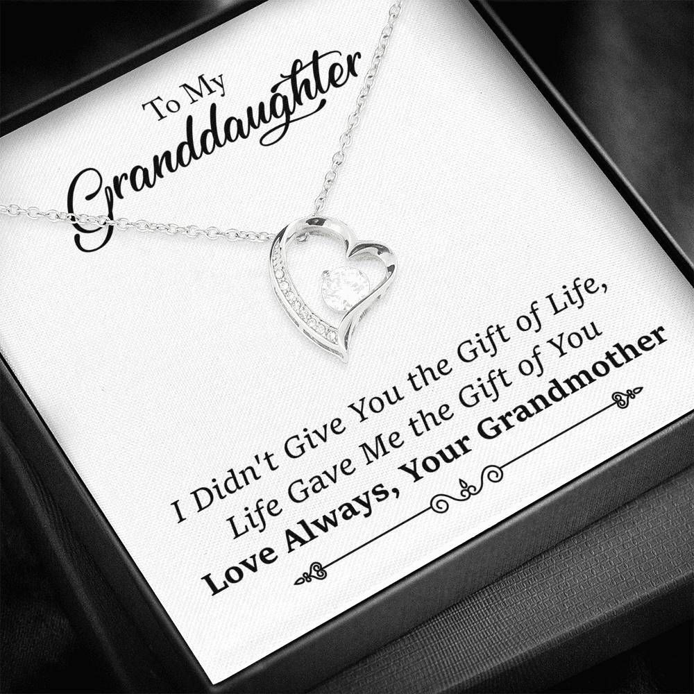Gift For Granddaughter Life Gave Me The Gift Of You 14K White Gold Forever Love Necklace