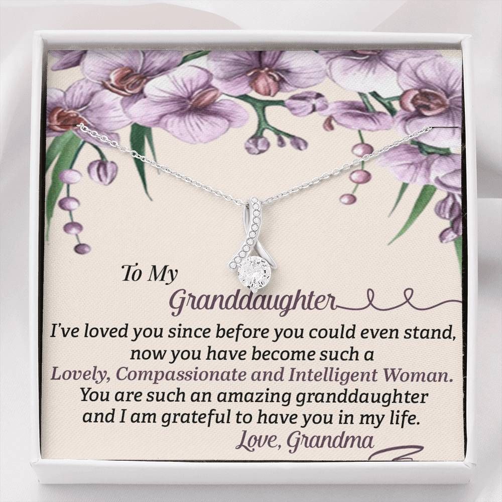 Gift For Granddaughter Lovely Compassionate And Intelligent Woman 14K White Gold Alluring Beauty Necklace