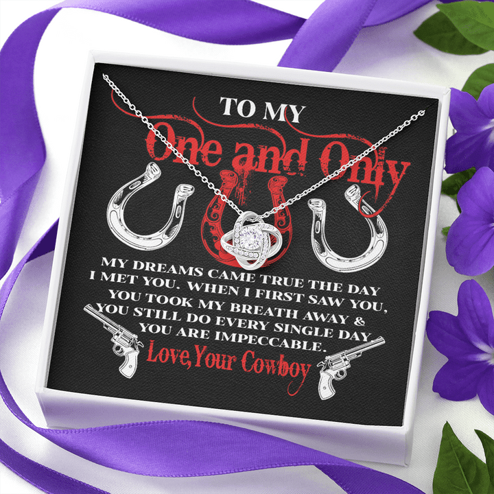 Gift For Her From Cowboy My Dreams Came True The Day I Met You Love Knot Necklace