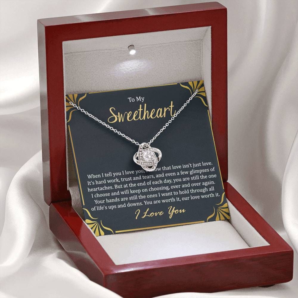 Gift For Hers To My Sweetheart Our Love Worth It Love Knot Necklace