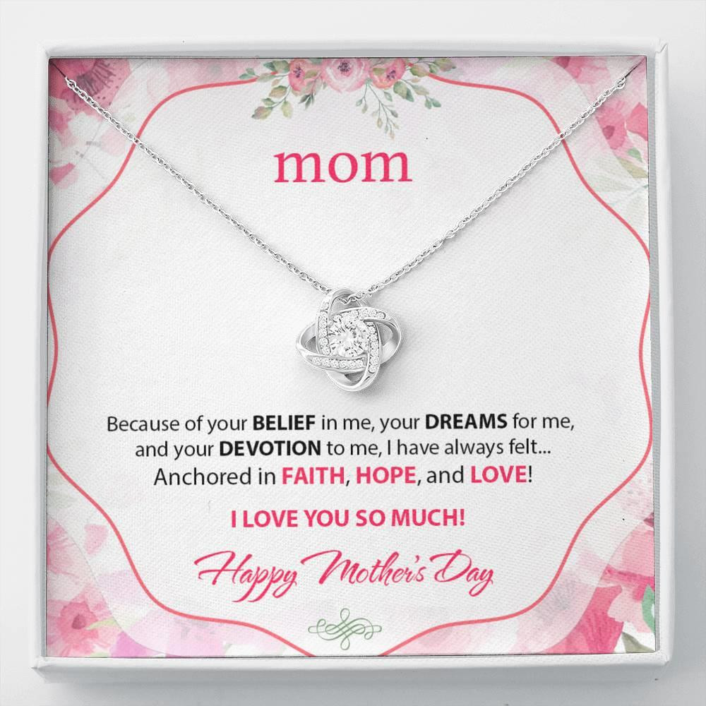 Gift For Mom Anchored In Faith Hope And Love Love Knot Necklace
