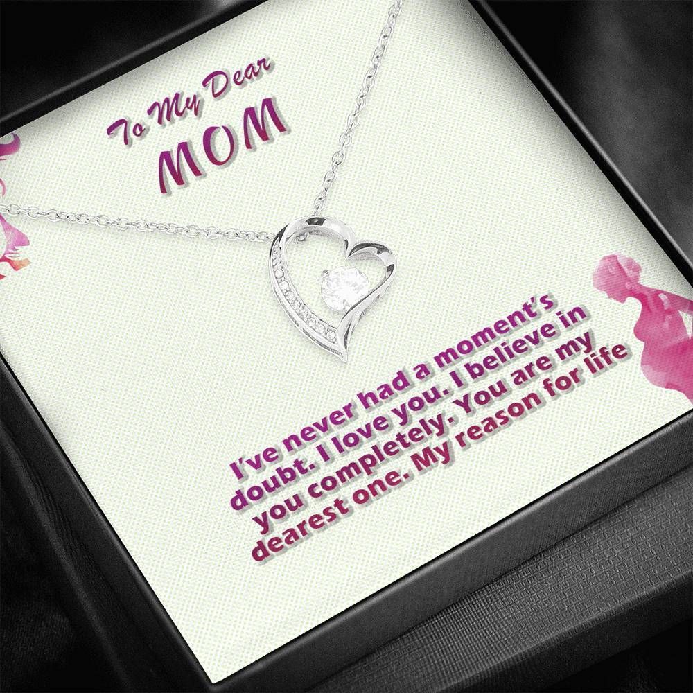 Gift For Mom I Belive In You Completely 14K White Gold Forever Love Necklace
