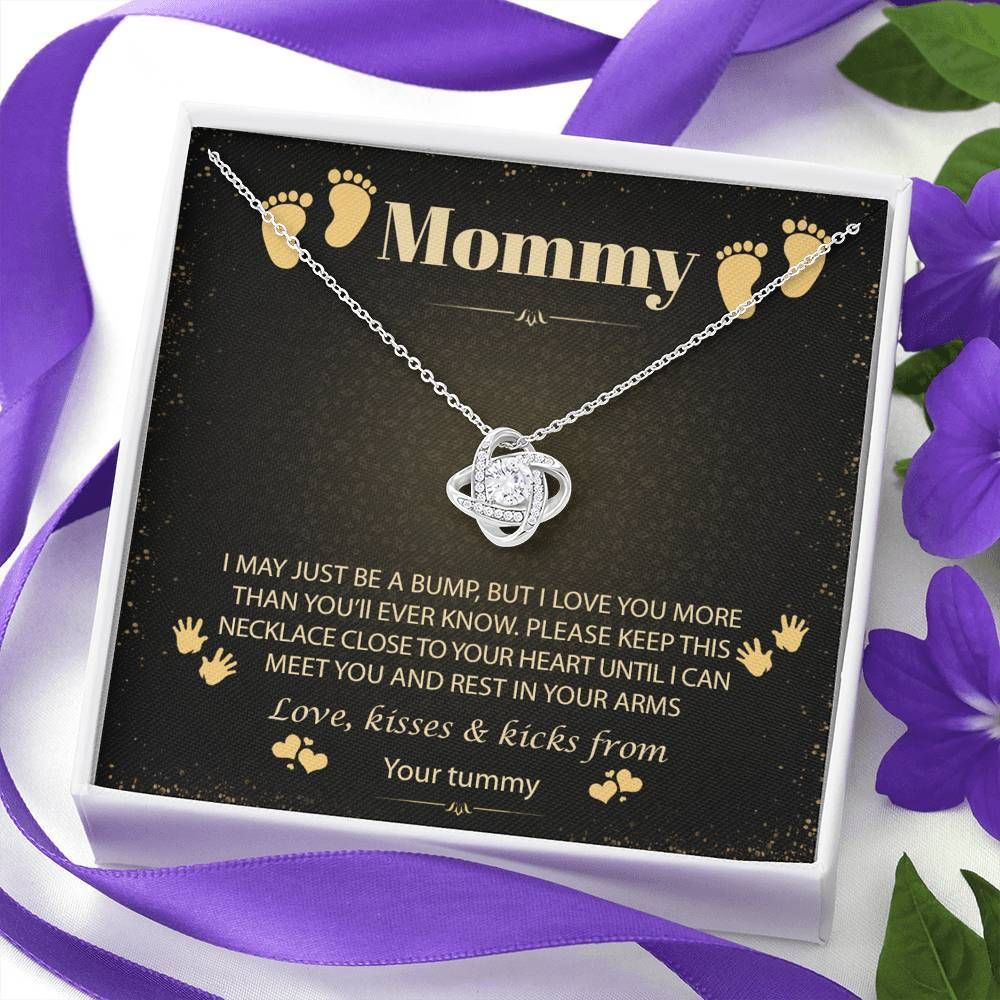 Gift For Mom I Love You From Your Tummy Christmas Love Knot Necklace