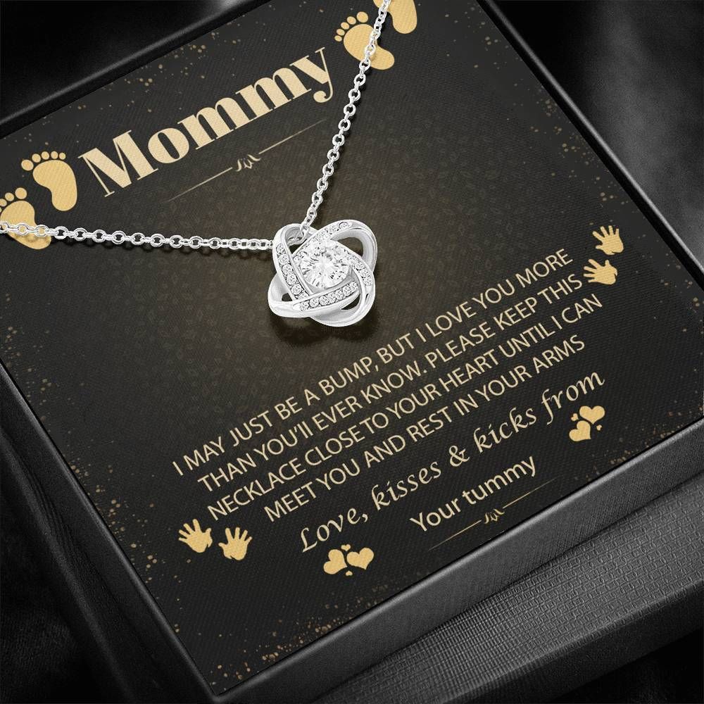 Gift For Mom I Love You From Your Tummy Christmas Love Knot Necklace