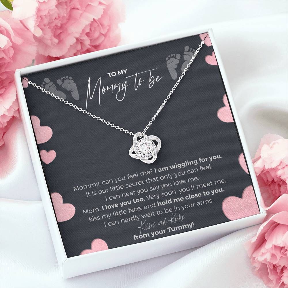 Gift For Mom Kisses And Kicks From Your Tummy Love Knot Necklace