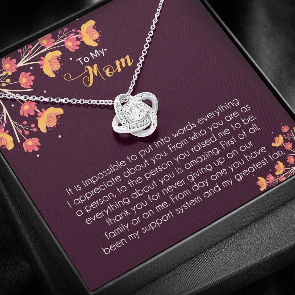 Gift For Mom Love Knot Necklace Thank You For Never Giving Up On Our Family