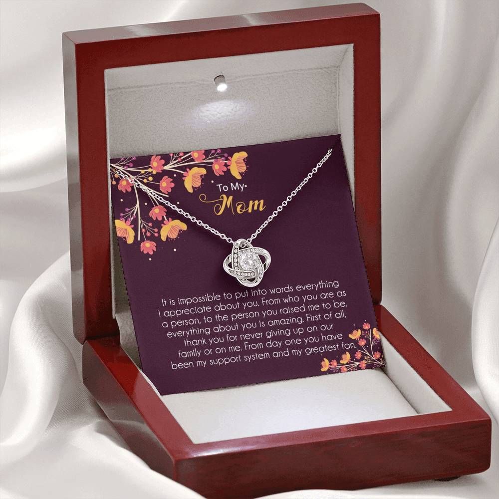 Gift For Mom Love Knot Necklace Thank You For Never Giving Up On Our Family