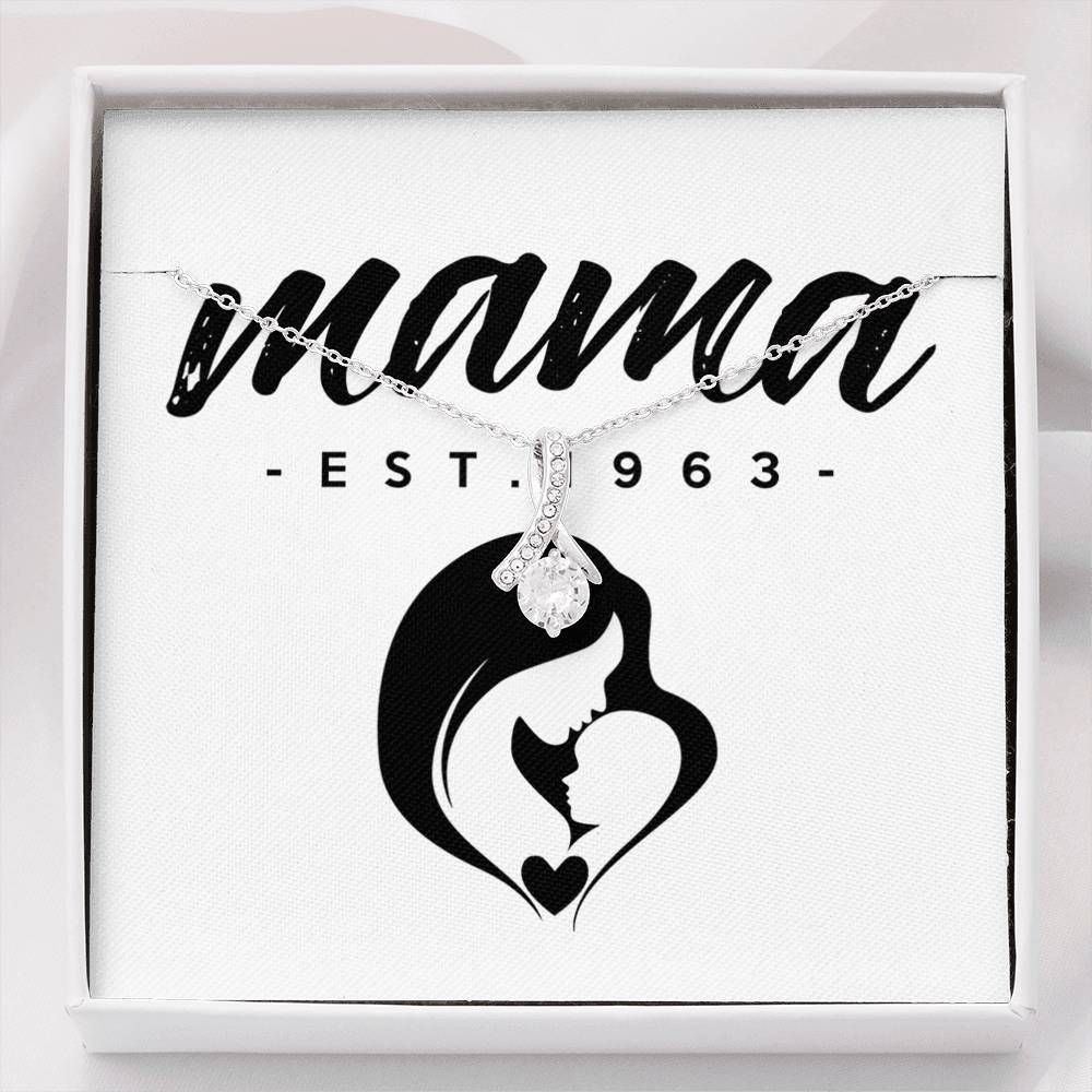Gift For Mom Mama Est 1963 Message Card Alluring Beauty Necklace
