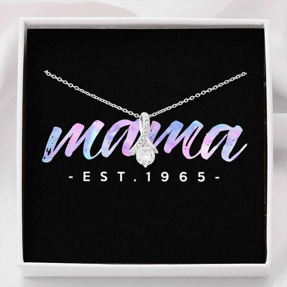 Gift For Mom Mama Est 1965 Message Card Alluring Beauty Necklace
