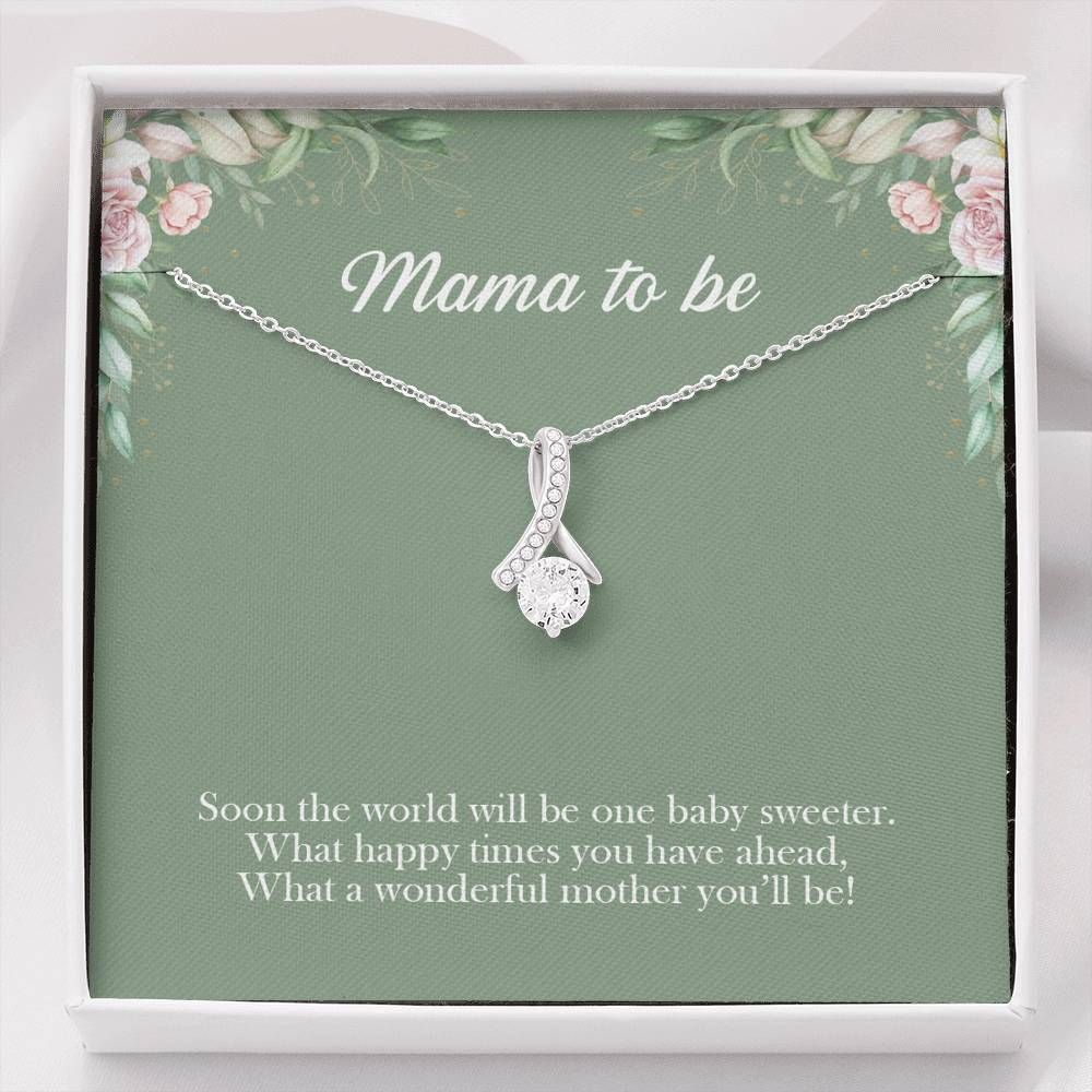 Gift For Mom Mama To Be What A Wonderful Mother You'll Be 14K White Gold Alluring Beauty Necklace