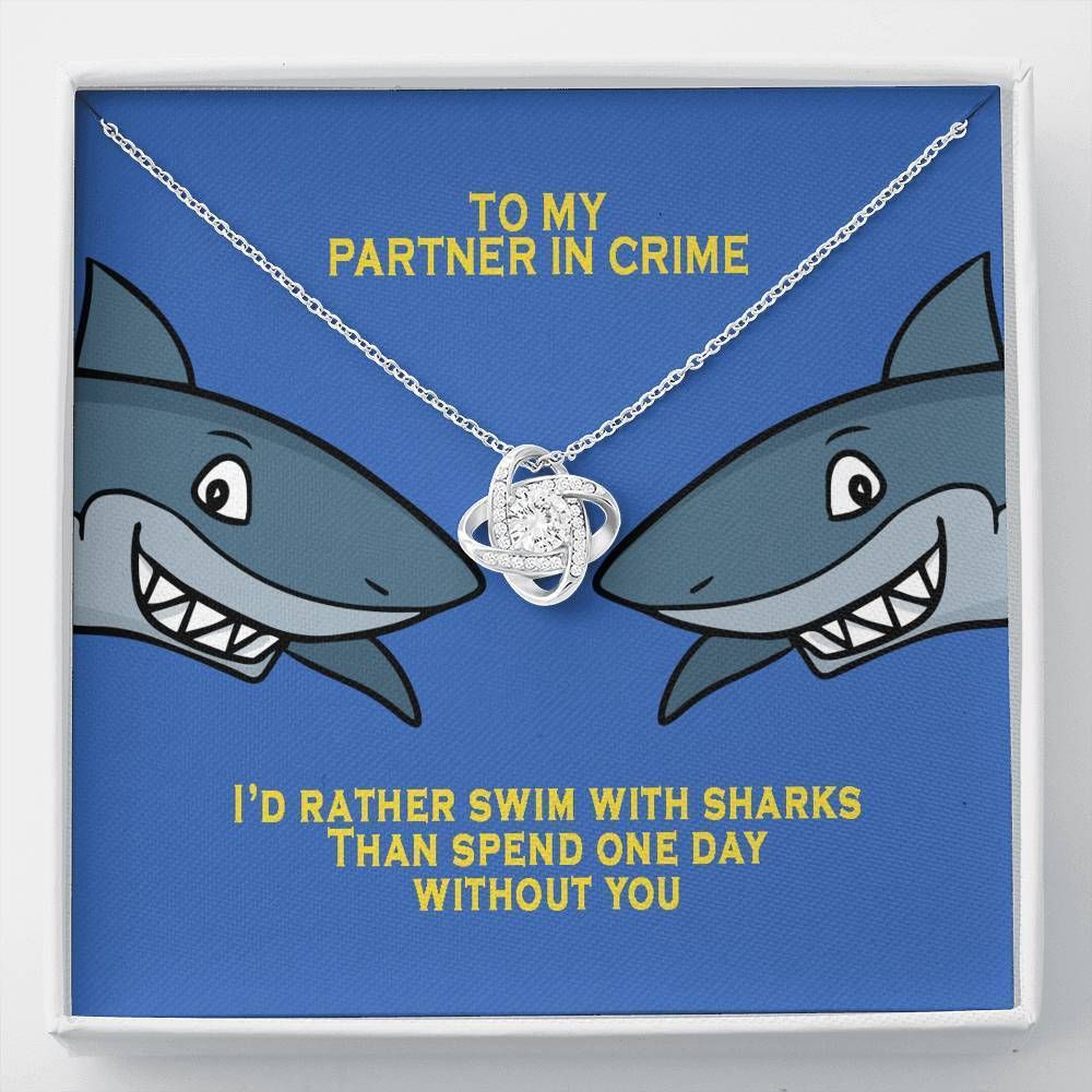 Gift For Mom Rather Swim With Sharks Love Knot Necklace