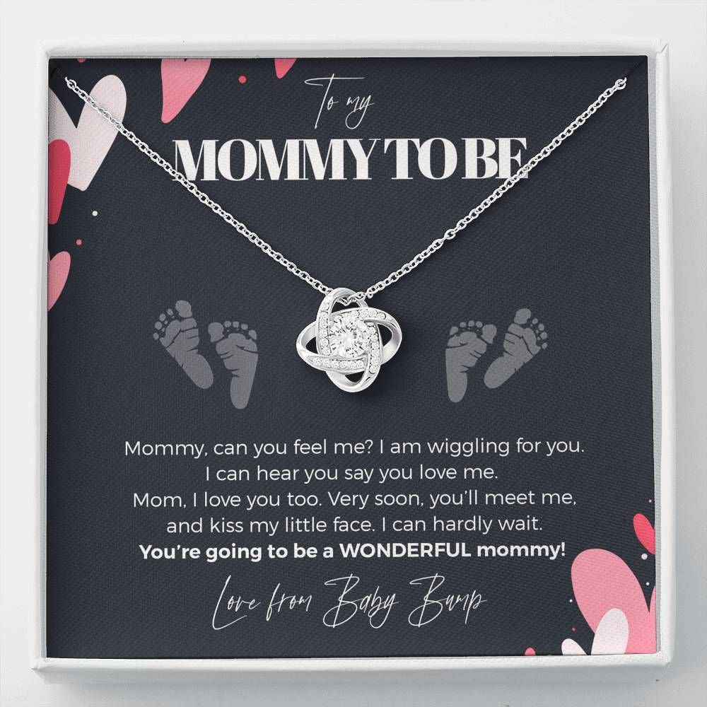 Gift For Mom To Be Love From Baby Bump Pink Heart Frame Love Knot Necklace