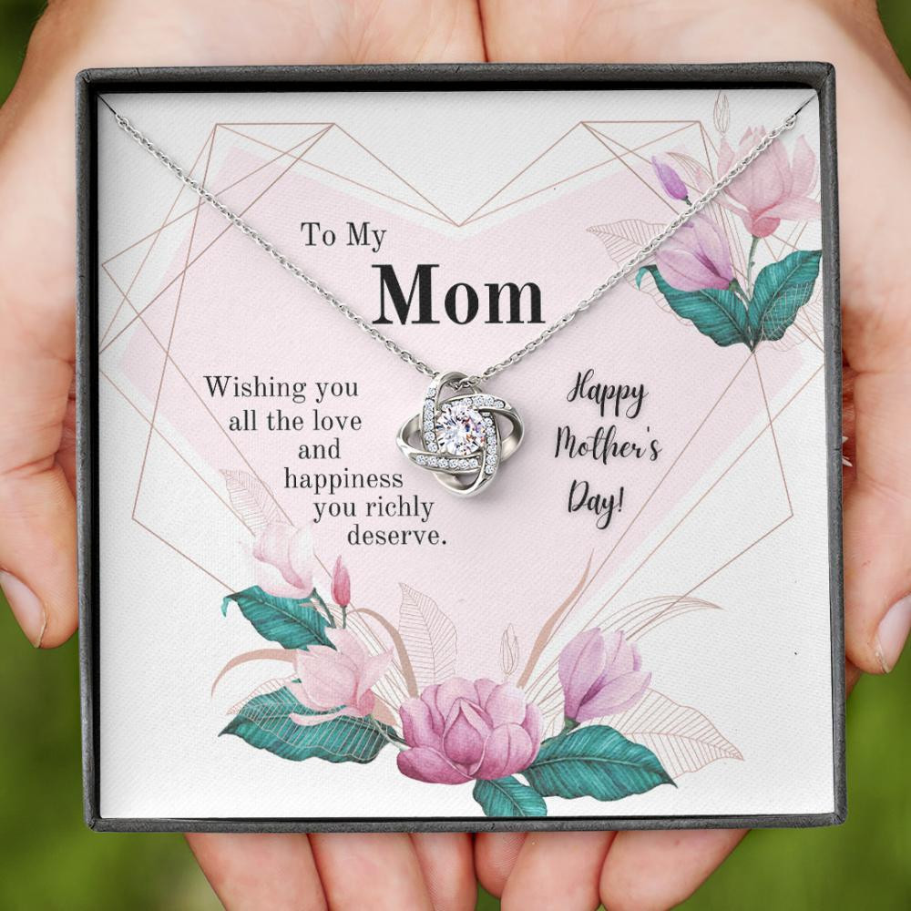 Gift For Mom Wishing You All The Love Happy Mother's Day Love Knot Necklace