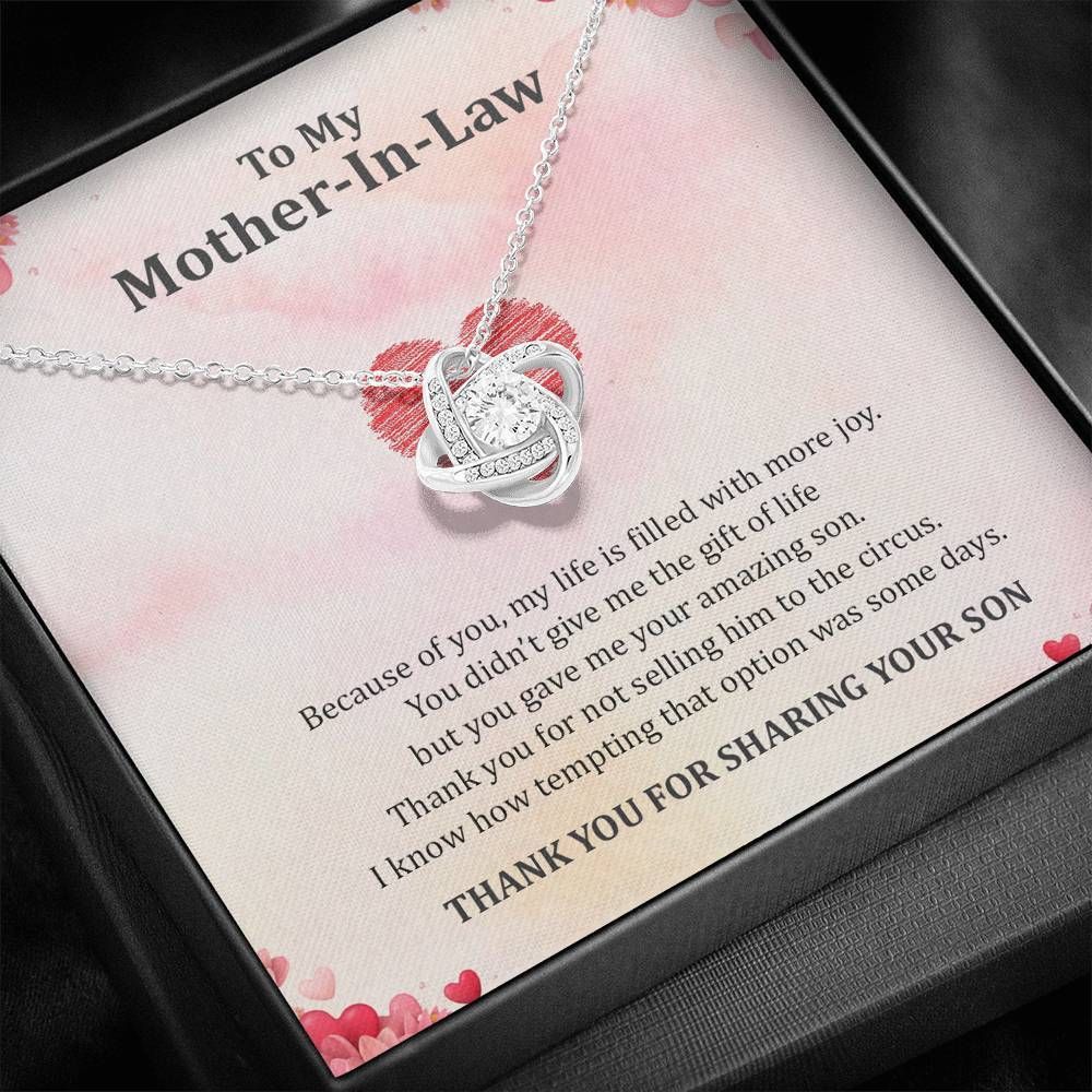 Gift For Mother In Law My Life Is Filled With More Joy Love Knot Necklace