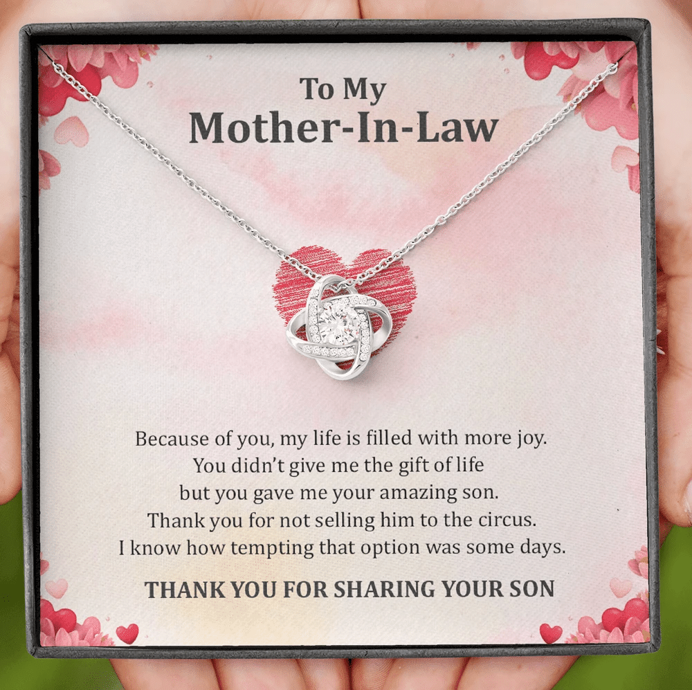 Gift For Mother In Law My Life Is Filled With More Joy Love Knot Necklace